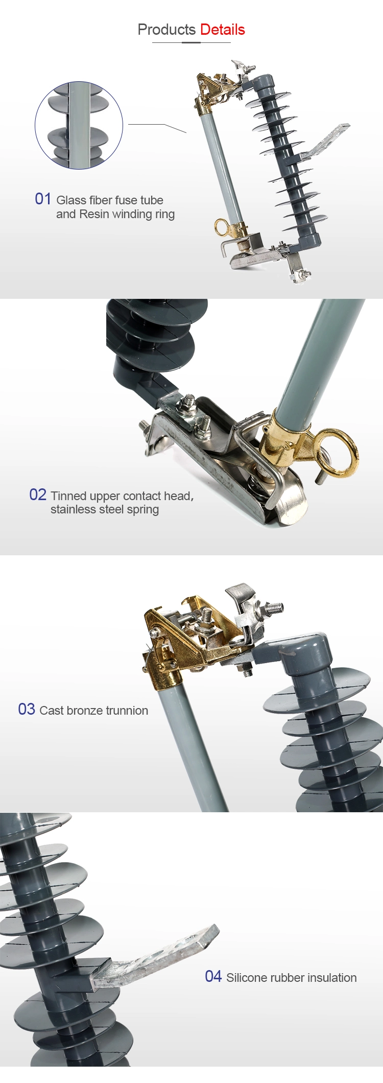 Outdoor 24kv Ceramic Expulsion Drop-out Fuse Cutout with Arc Chamber